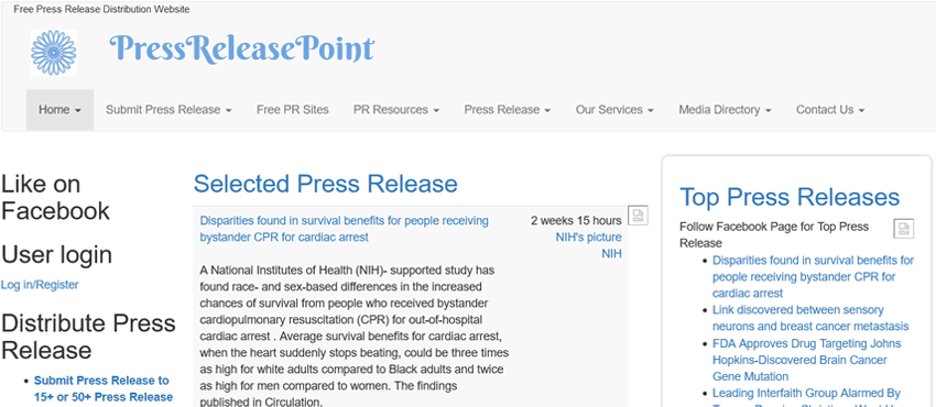 Press Release Point for Free PR Distribution Website